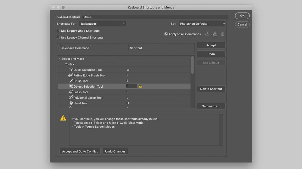 Customize Keyboard Shortcuts - Adobe Photoshop